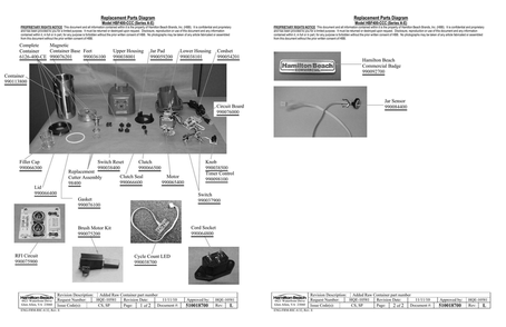 Diagram Diagram and Parts List for HBF400-CCC  Hamilton Beach Blender